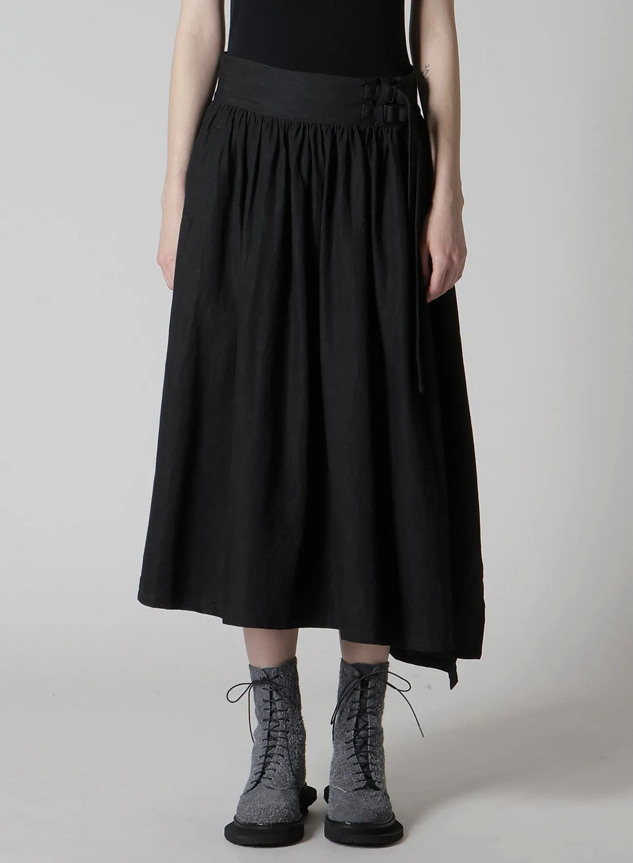 6OZ DENIM GARMENTFINISH ASYMMTRIC GATHER SKIRT sold by Yohji Yamamoto product image thumbnail 4