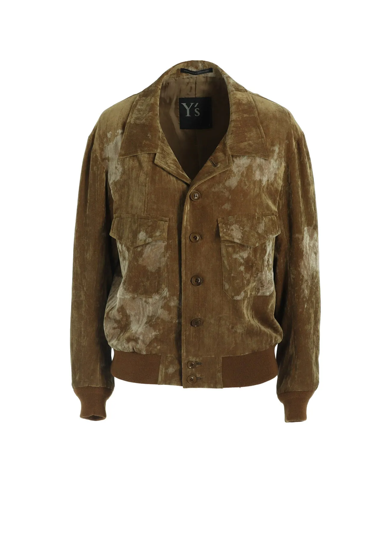 DISCHARGE-PRINTED VELVET SHIRT-COLLAR BLOUSON sold by Yohji Yamamoto