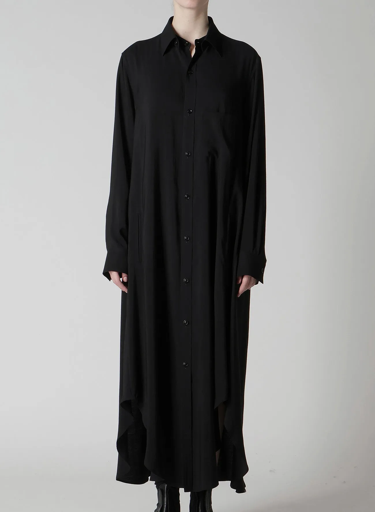 HARD-TWIST SERGE CLOTH PLACKET DRESS sold by Yohji Yamamoto product image thumbnail 4