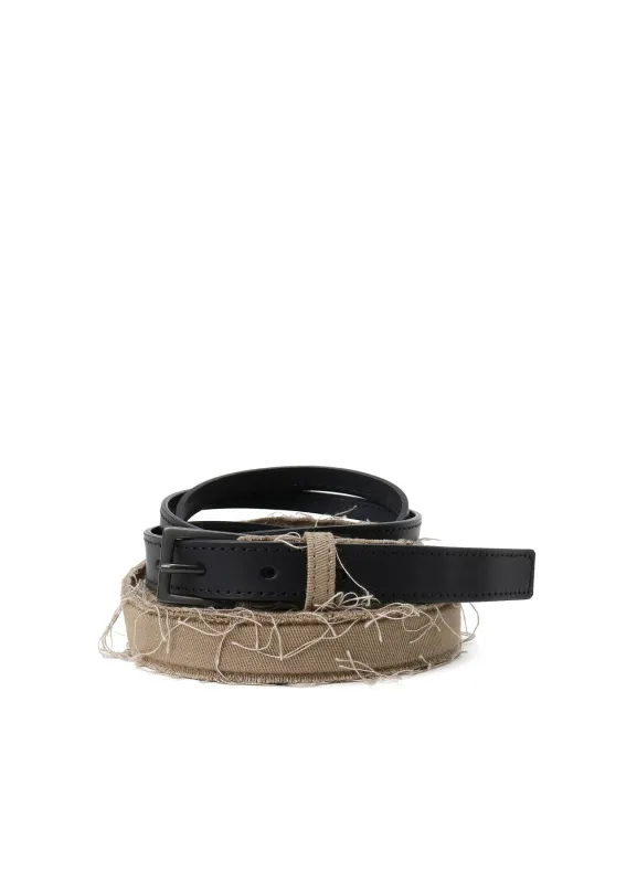 LEATHER/COTTON TWILL DOUBLE BELT sold by Yohji Yamamoto