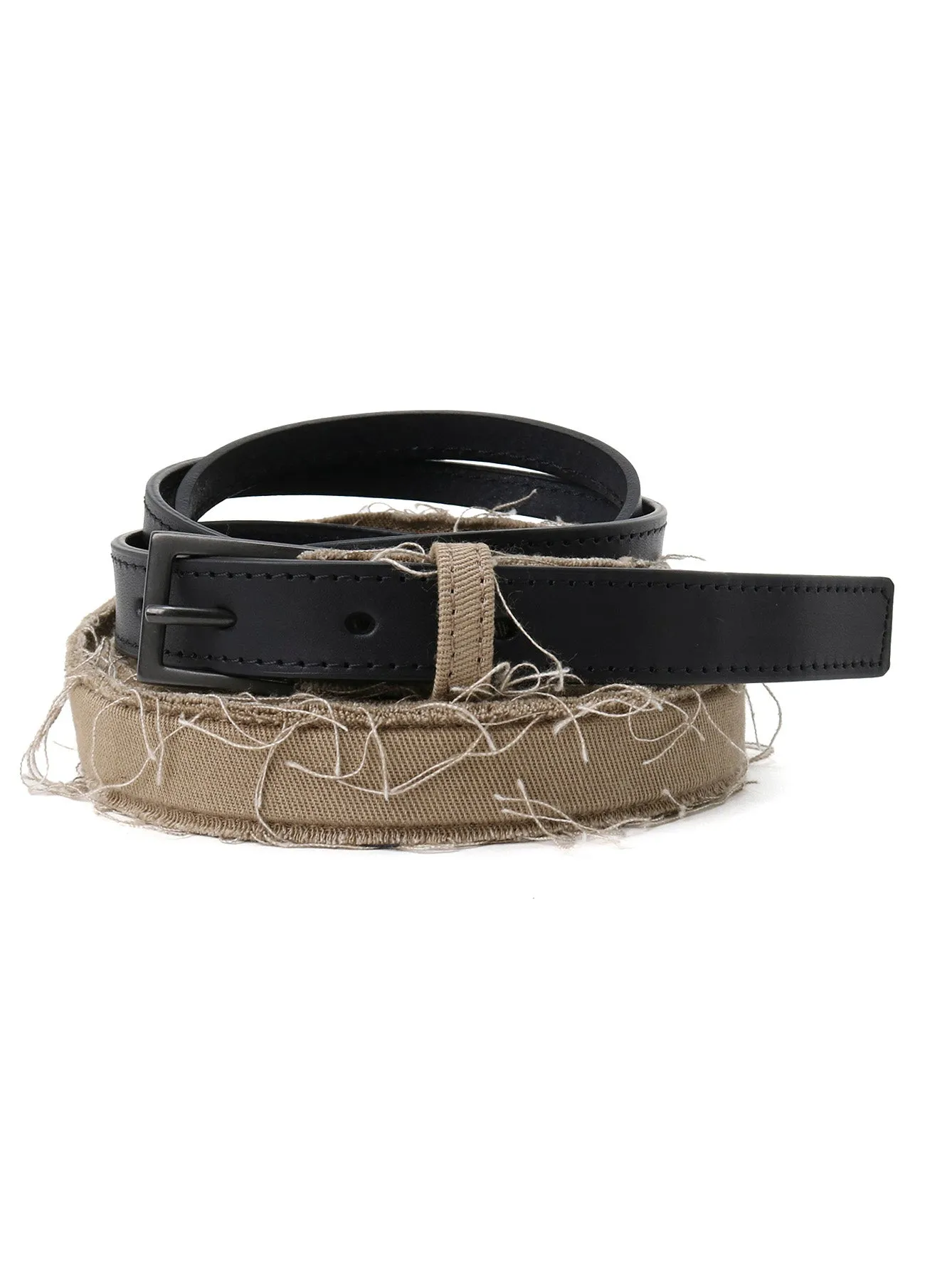 LEATHER/COTTON TWILL DOUBLE BELT sold by Yohji Yamamoto product image thumbnail 2