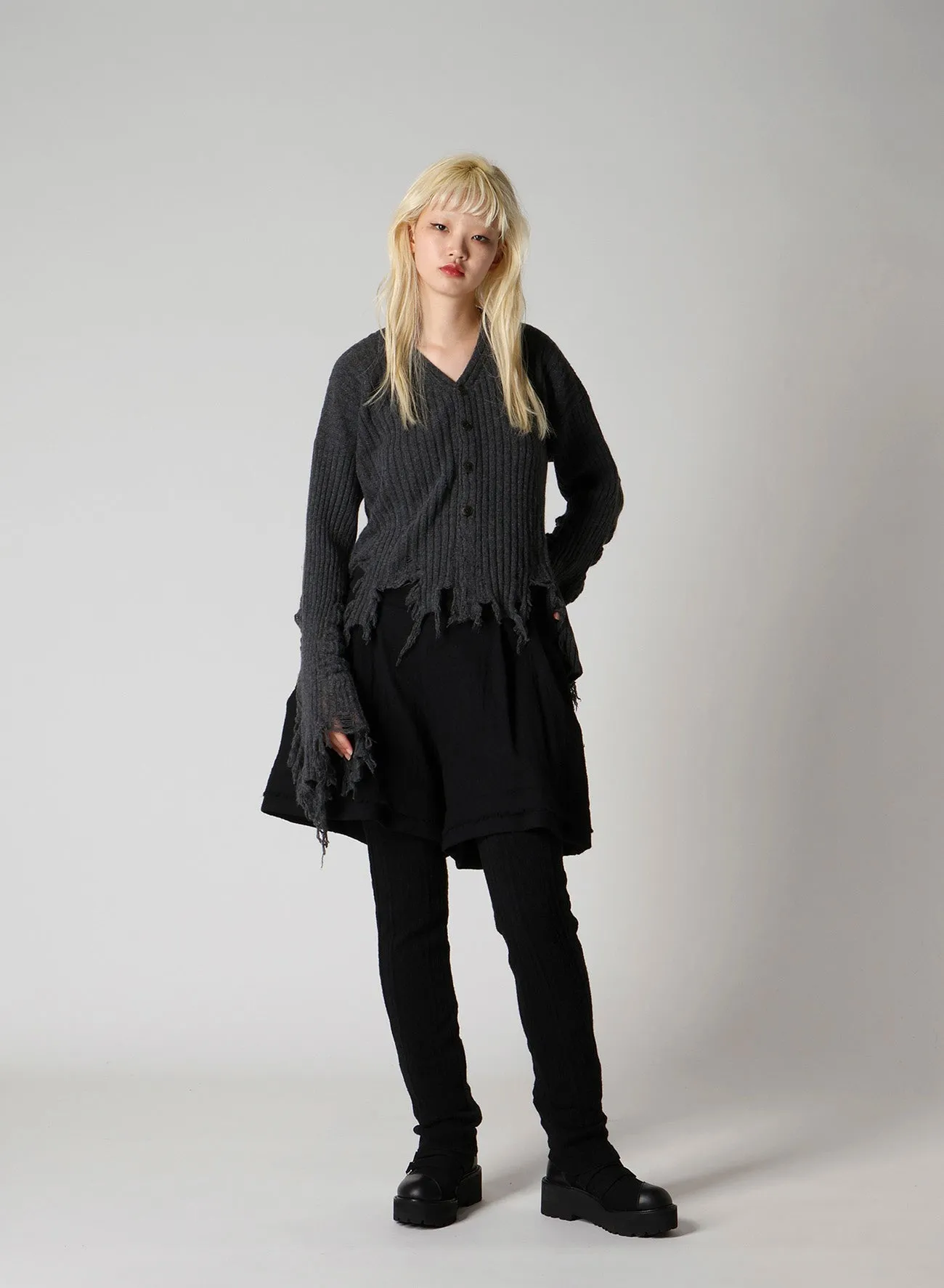 WOOL GAUZE LEGGINGS ATTACHED PANTS sold by Yohji Yamamoto product image thumbnail 4