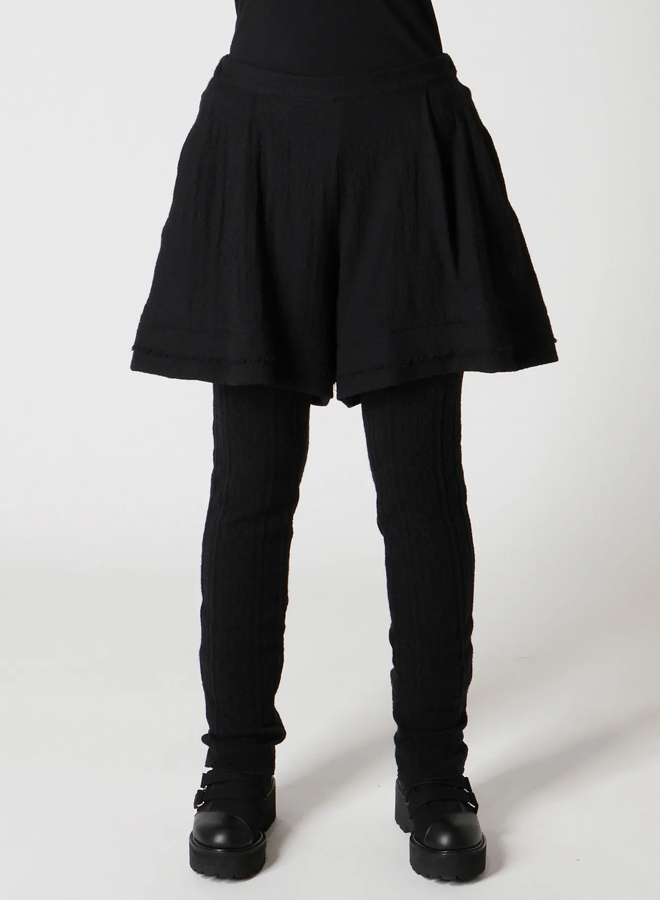 WOOL GAUZE LEGGINGS ATTACHED PANTS sold by Yohji Yamamoto product image thumbnail 5