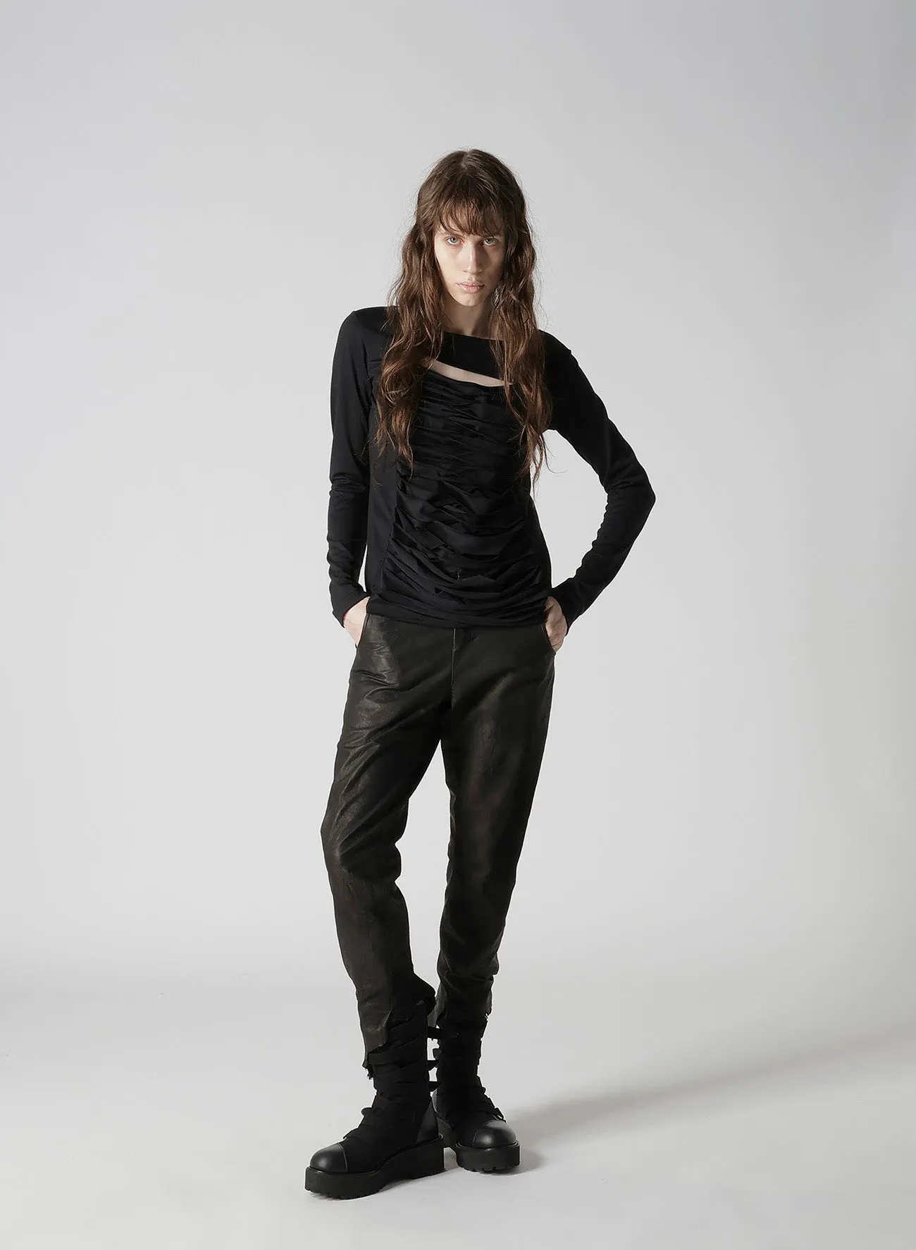 PLAIN STITCH SLIT CROSS LONG T-SHIRT sold by Yohji Yamamoto product image thumbnail 4