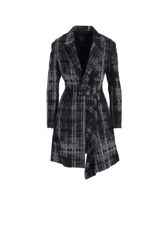 FADED PLAID JACQUARD LEFT FRON CLOTH JACKET sold by Yohji Yamamoto