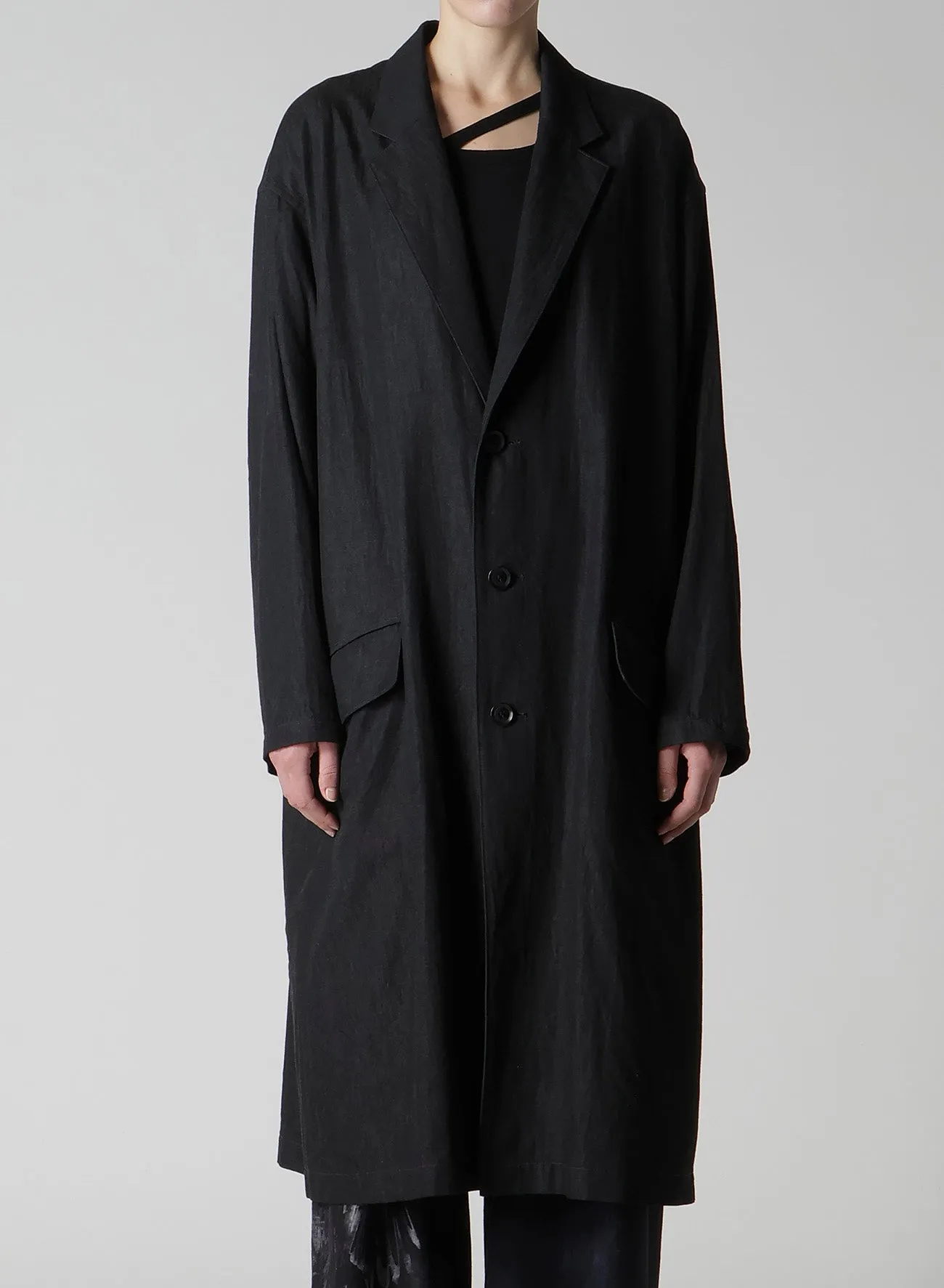 6OZ DENIM GARMENT FINISH 3-BUTTON TAILORED COAT sold by Yohji Yamamoto product image thumbnail 5