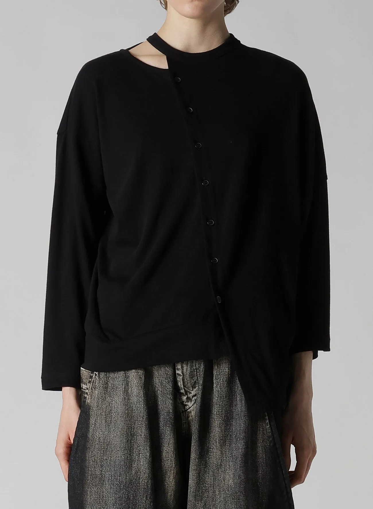 SOFT GAUZE JERSEY ASYMMETRIC DRAPE CARDIGAN sold by Yohji Yamamoto product image thumbnail 4