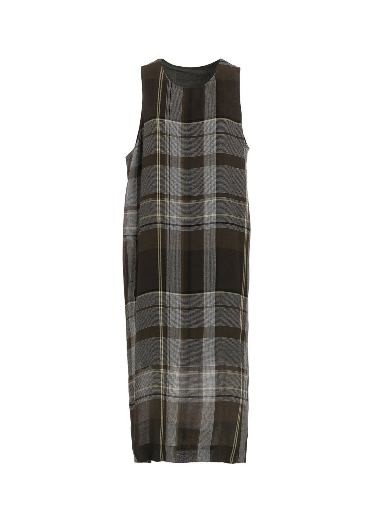 RY/NY GAUZE PLAID SLEEVELES DRESS sold by Yohji Yamamoto