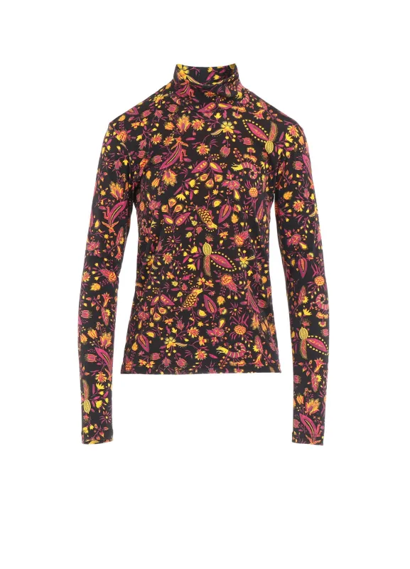 FLOWER PRINT PE JERSEY HIGH NECK T sold by Yohji Yamamoto