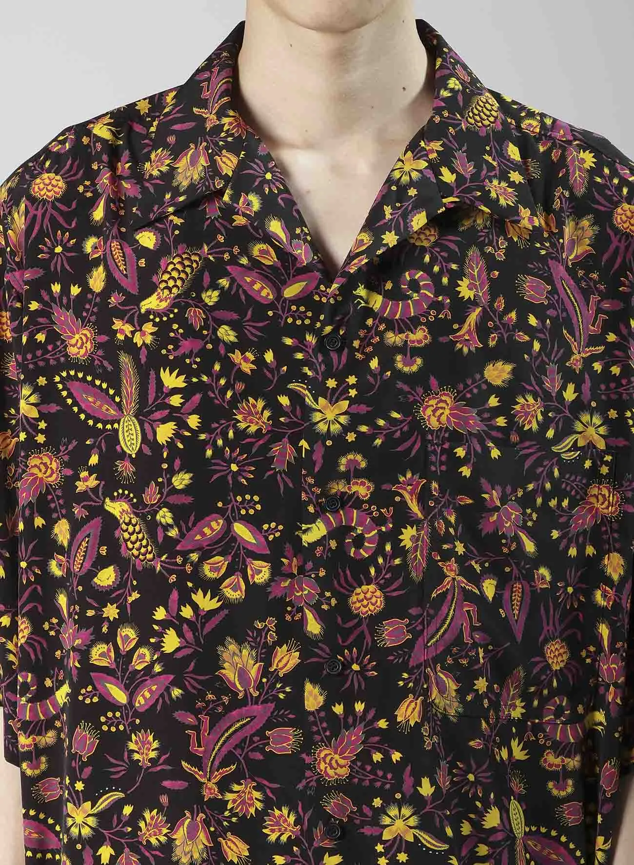 FLOWER PRINT OPEN COLLAR SHIRT sold by Yohji Yamamoto product image thumbnail 5