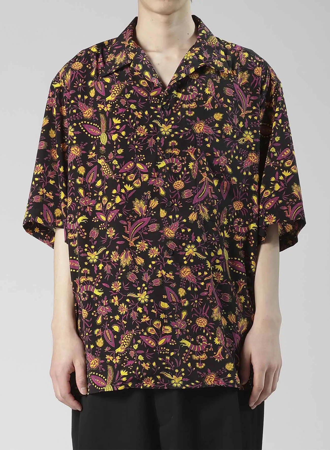 FLOWER PRINT OPEN COLLAR SHIRT sold by Yohji Yamamoto product image thumbnail 4
