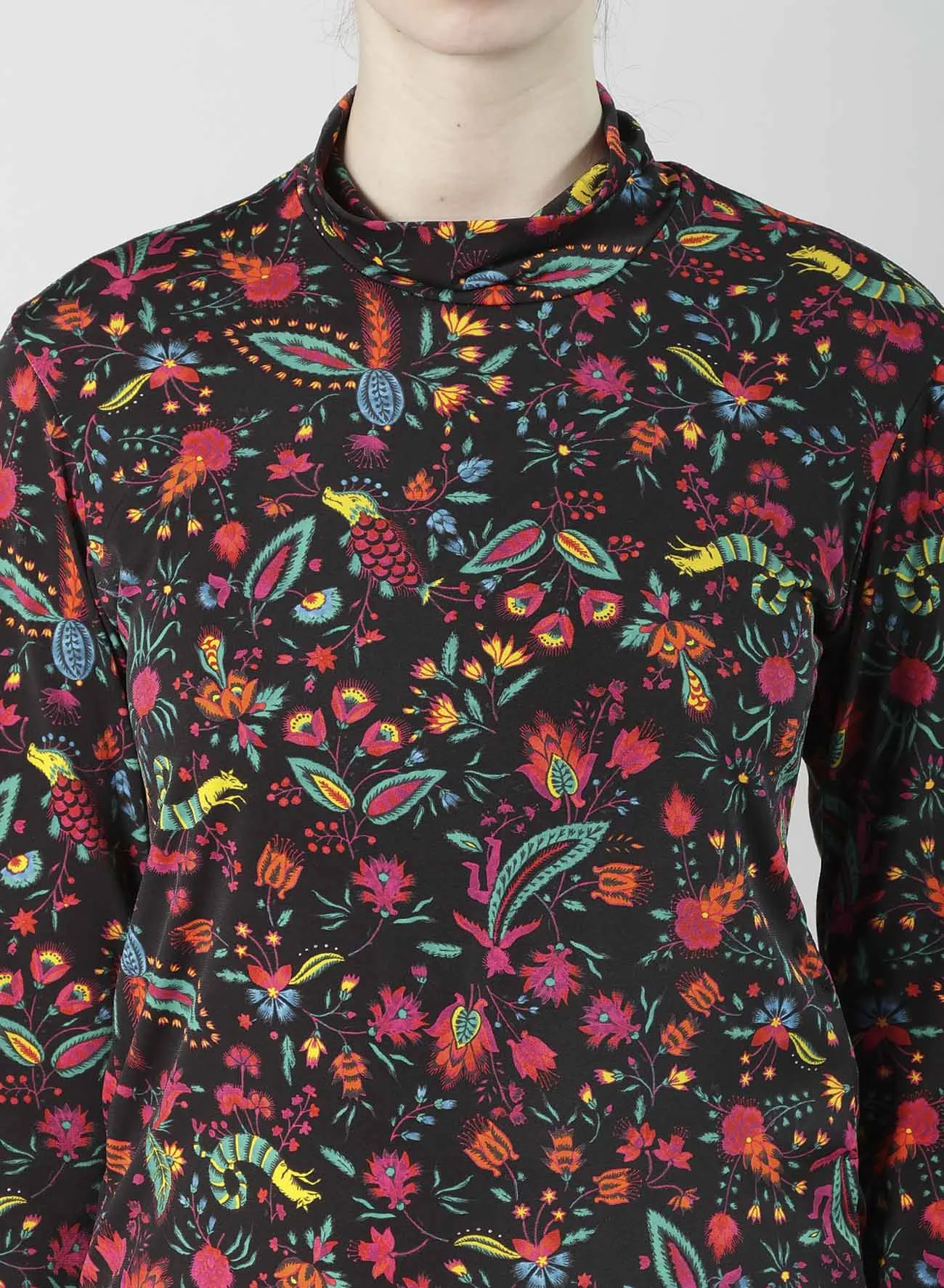 FLOWER PRINT PE JERSEY HIGH NECK T sold by Yohji Yamamoto product image thumbnail 5
