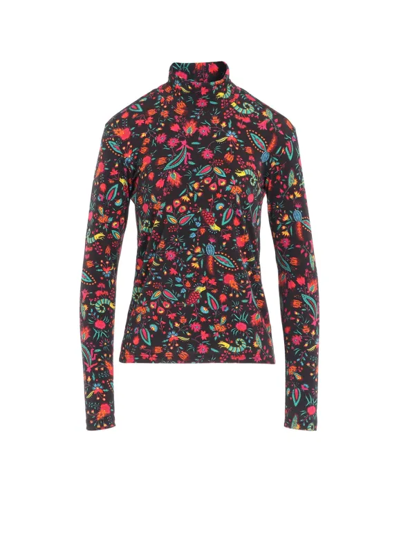 FLOWER PRINT PE JERSEY HIGH NECK T sold by Yohji Yamamoto