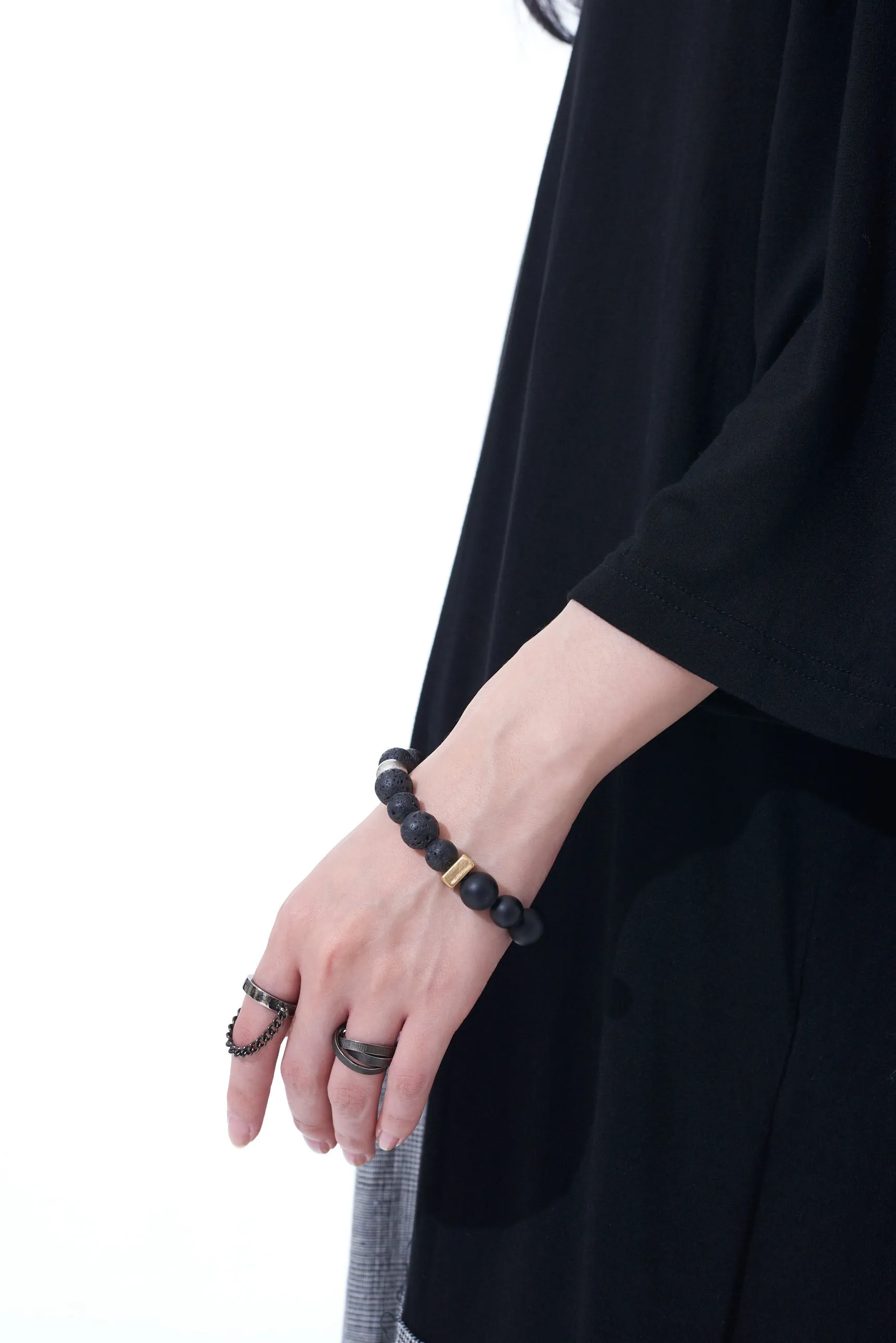 ONYX BEAD+LAVA STONE BRACELET sold by Yohji Yamamoto product image thumbnail 4