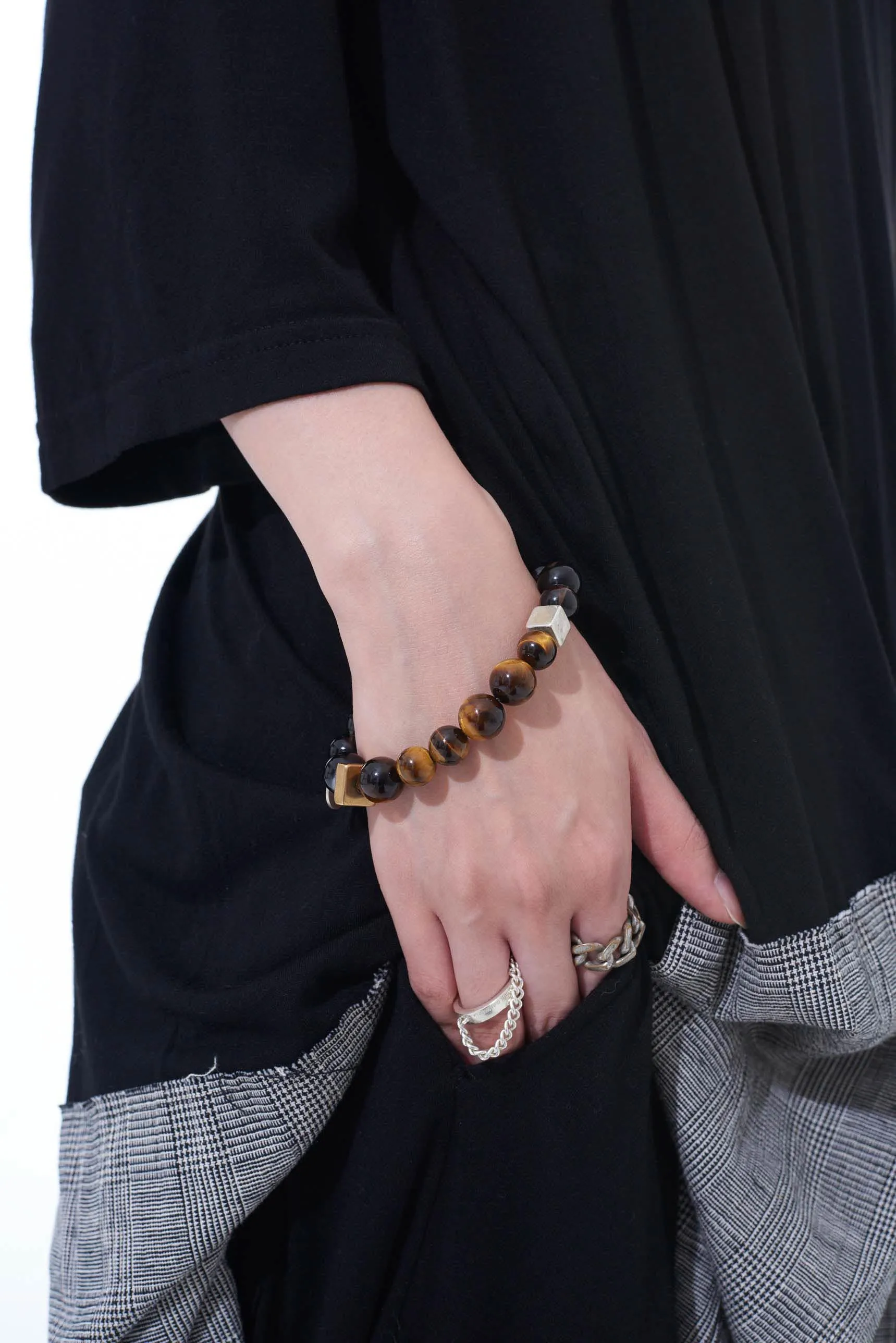 TIGER'S EYE+SMOKY QUARTZ BRASS BRACELET sold by Yohji Yamamoto product image thumbnail 5