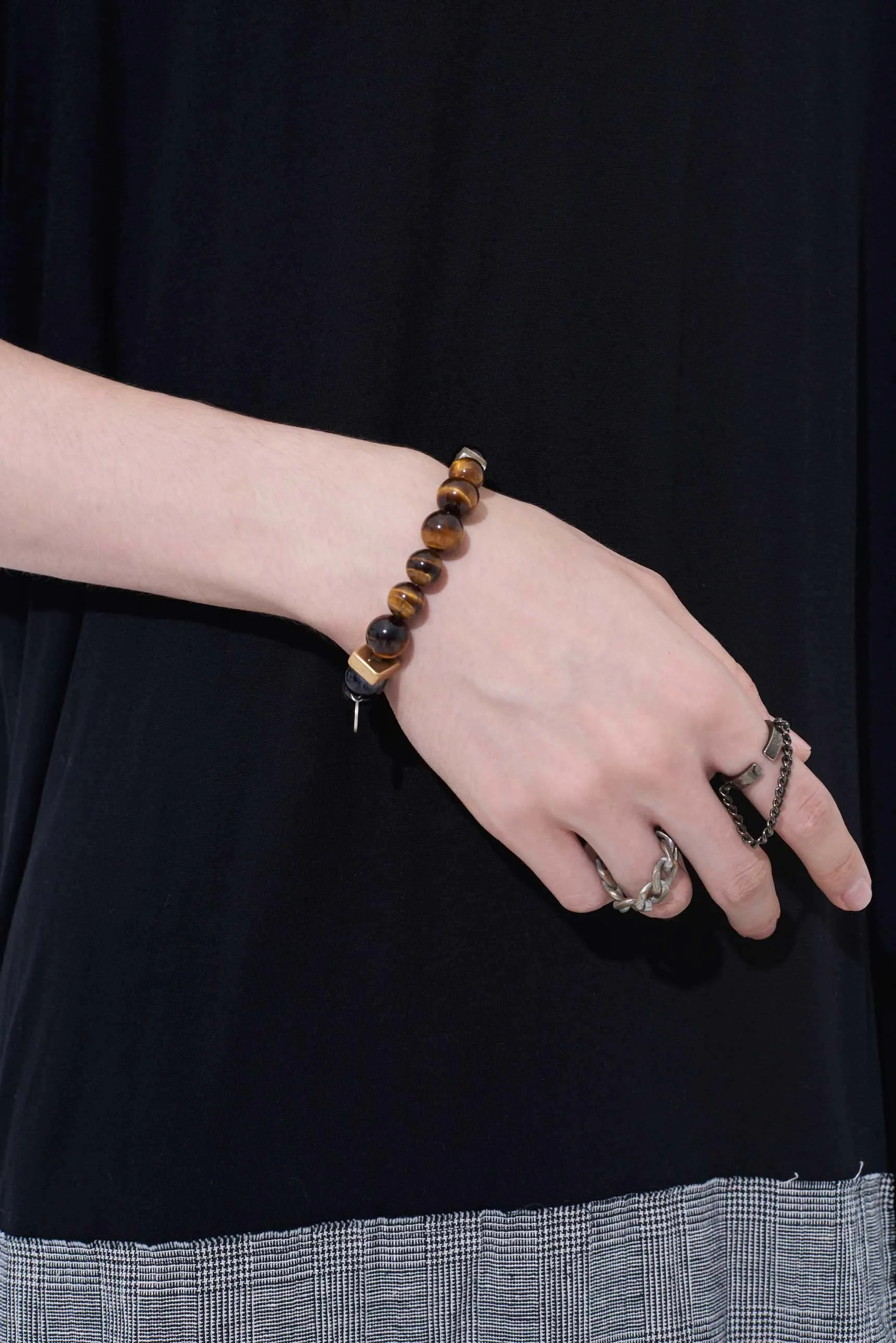 TIGER'S EYE+SMOKY QUARTZ BRASS BRACELET sold by Yohji Yamamoto product image thumbnail 2
