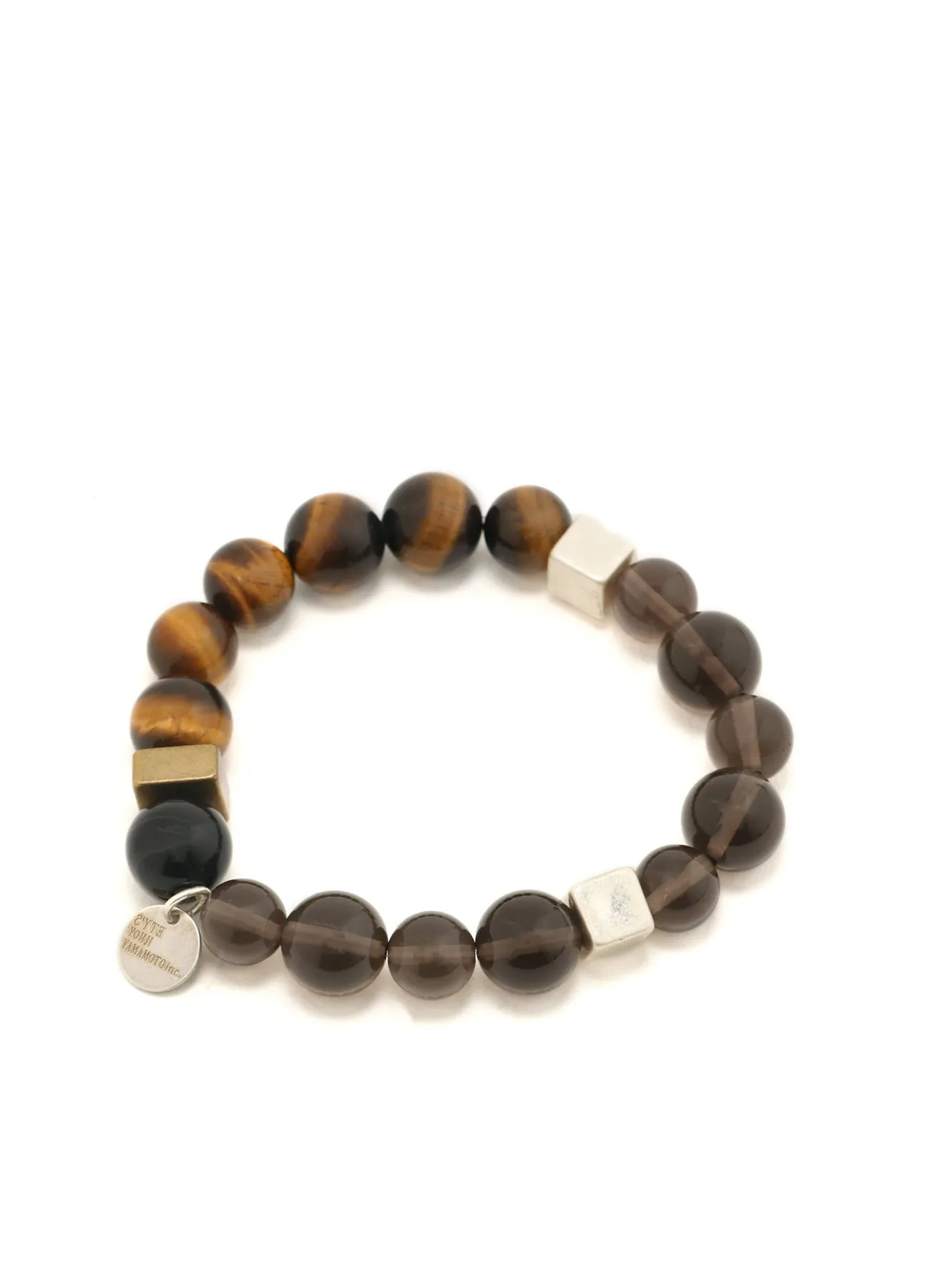 TIGER'S EYE+SMOKY QUARTZ BRASS BRACELET sold by Yohji Yamamoto