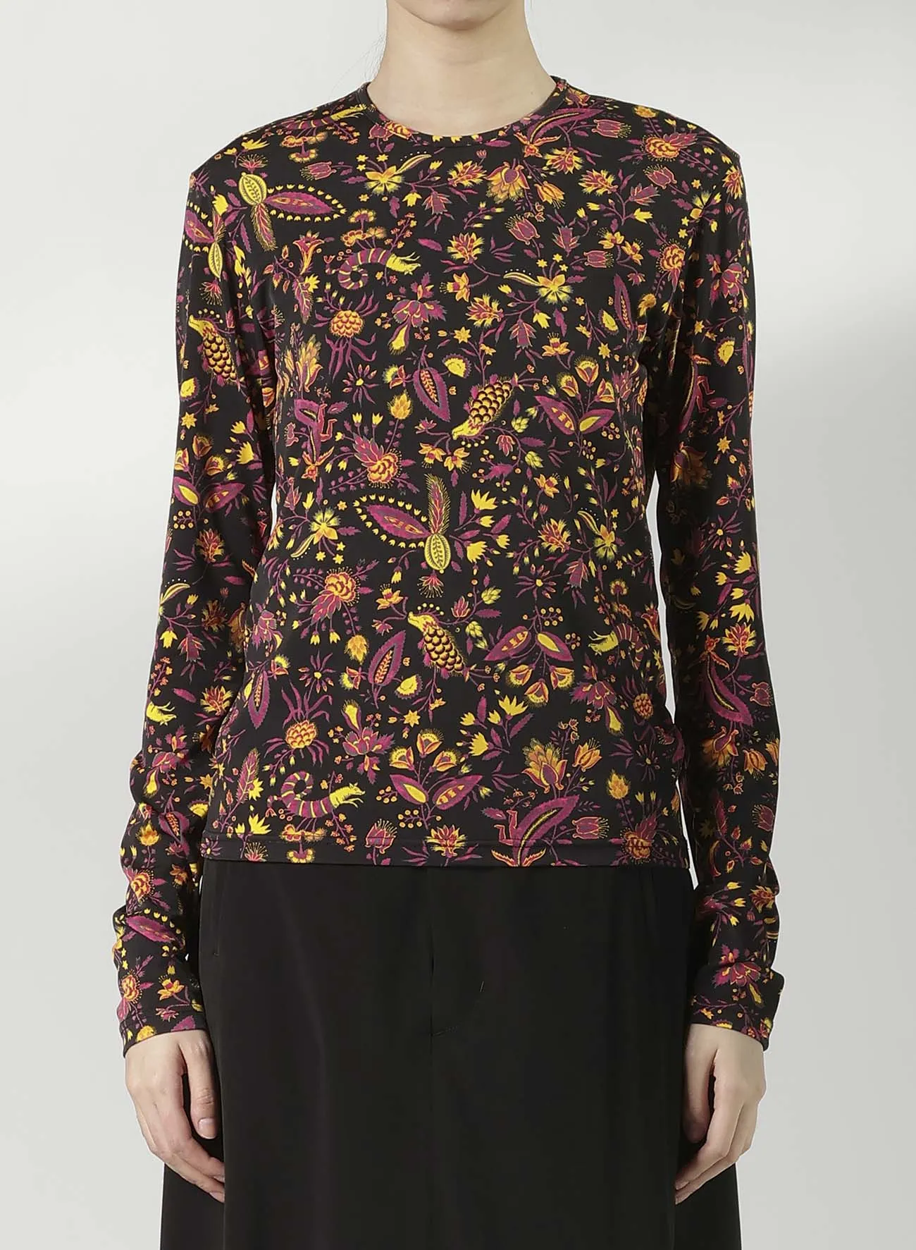 FLOWER PRINT PE JERSEY U-NECK T sold by Yohji Yamamoto product image thumbnail 4
