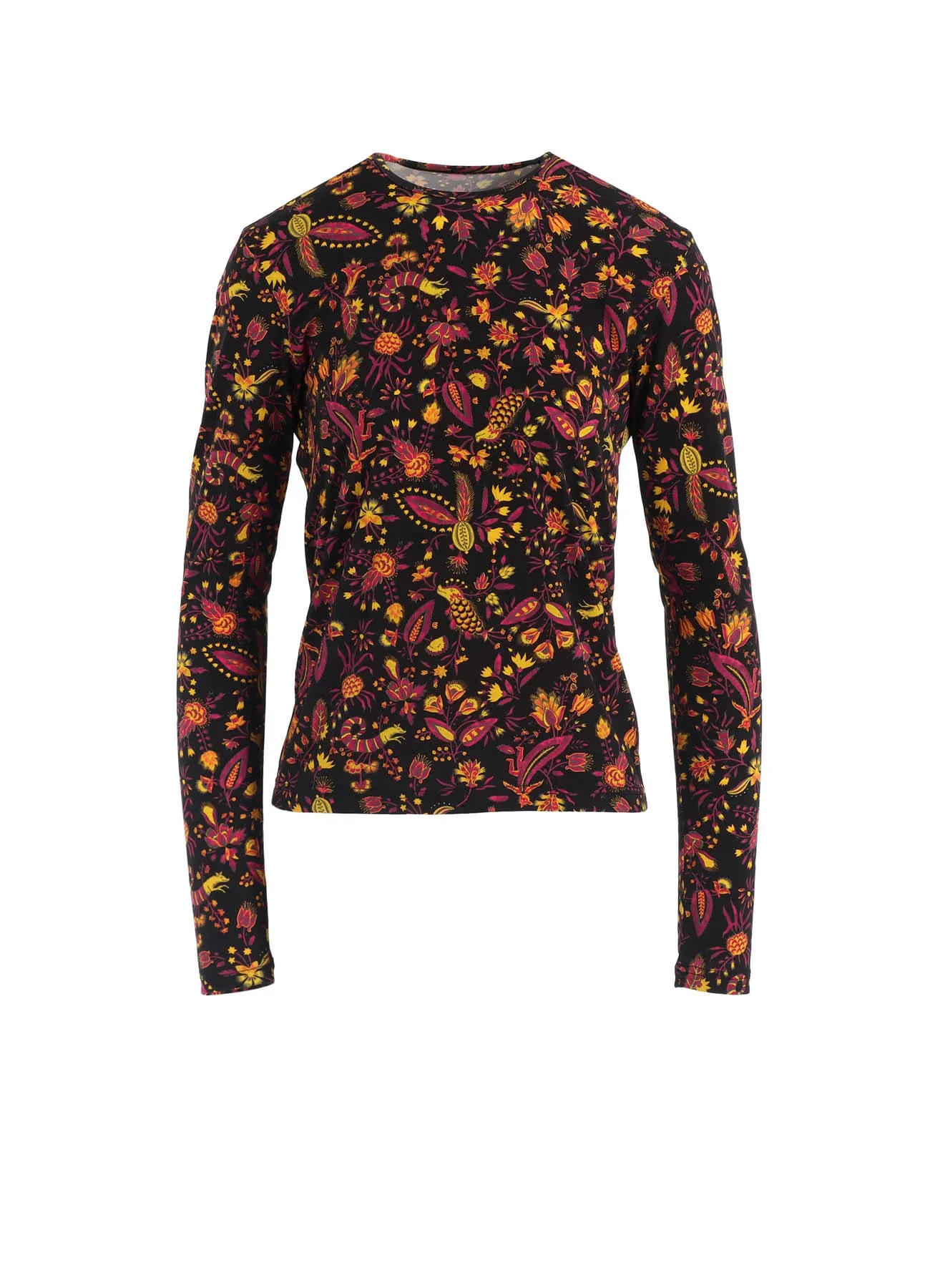 FLOWER PRINT PE JERSEY U-NECK T sold by Yohji Yamamoto