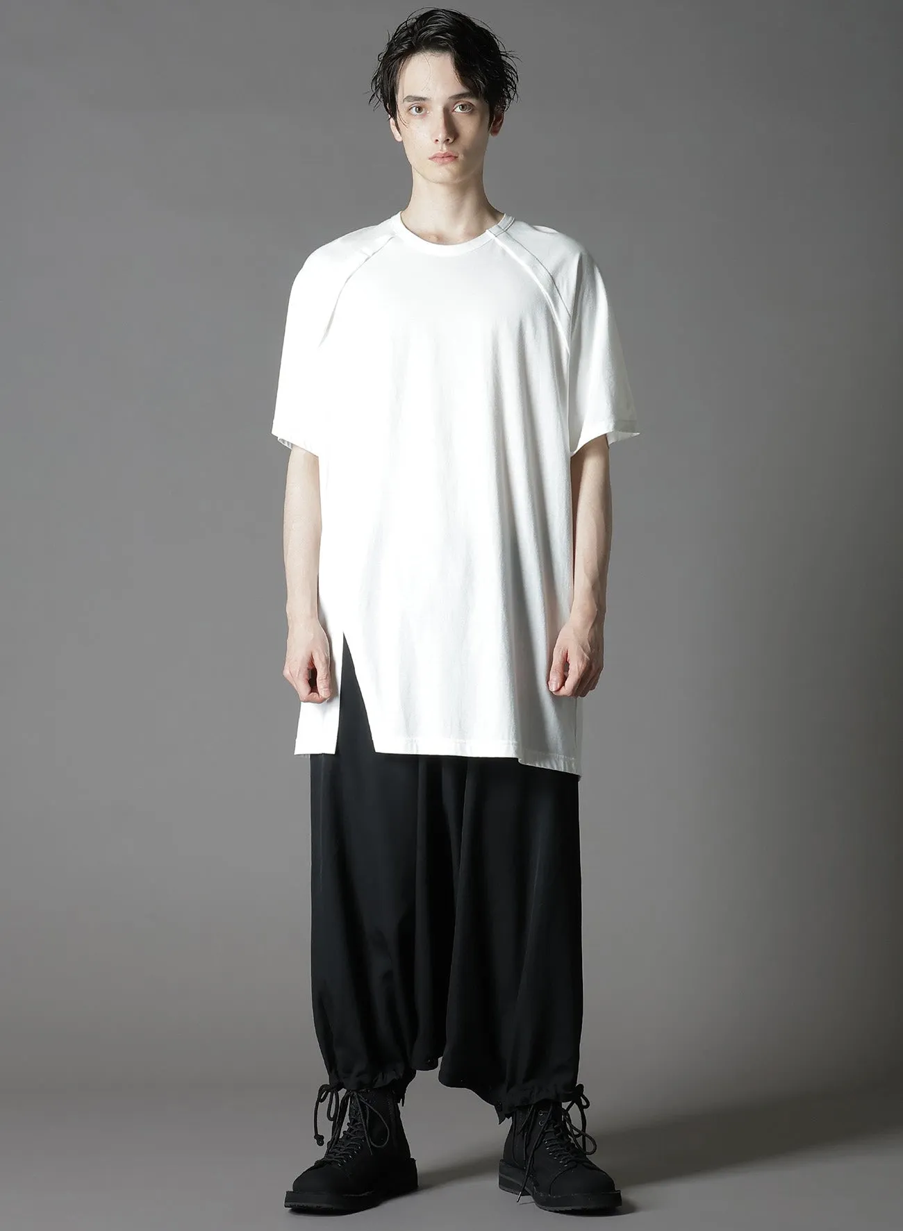 COTTON JERSEY FRONT RAGLAN SLIT T-SHIRT SHORT SLEEVES sold by Yohji Yamamoto product image thumbnail 3