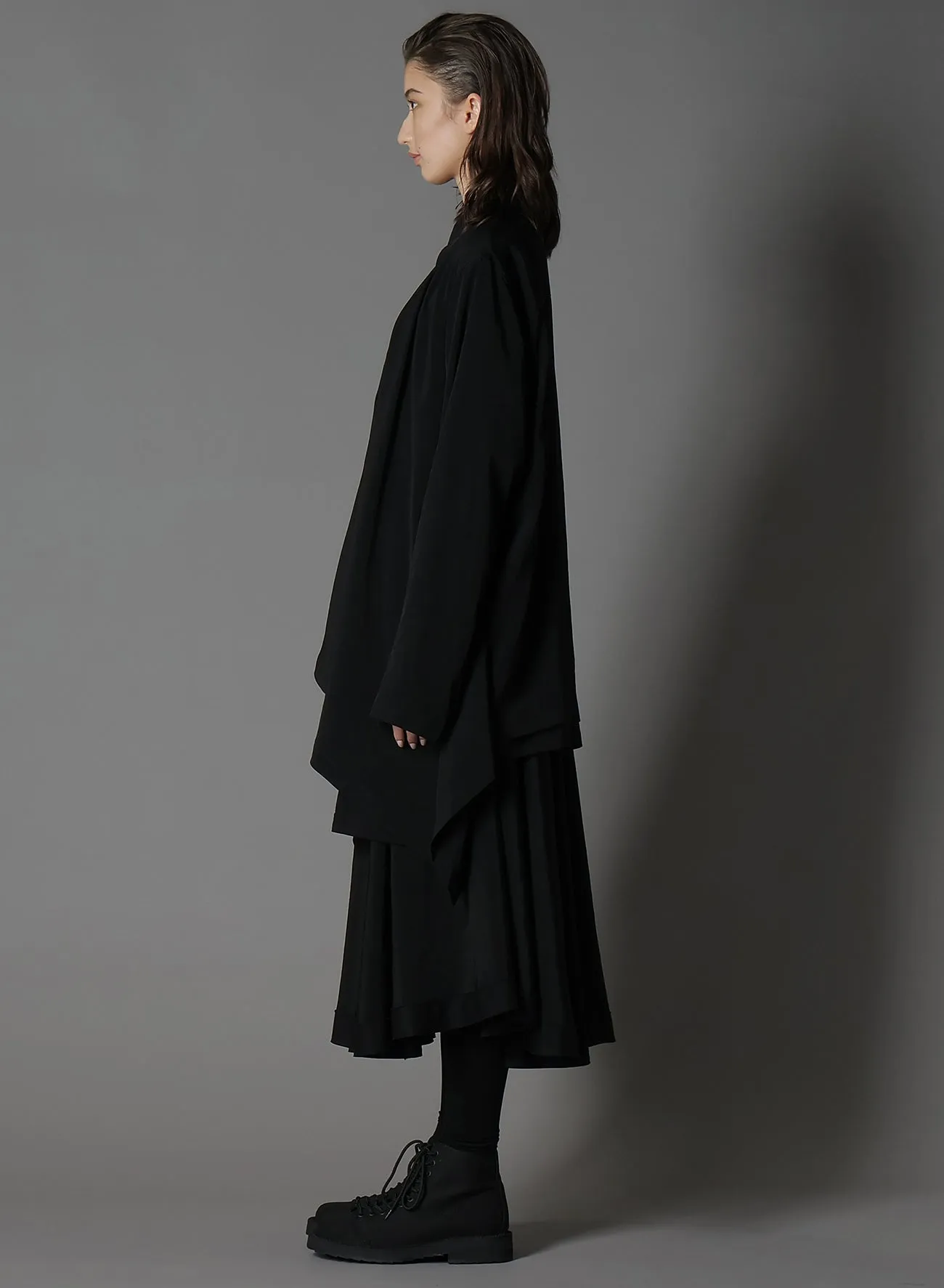 SILICON JERSEY+ CREPE DE CHINE FRONT DOUBLE FLOUNCE T-SHIRT sold by Yohji Yamamoto product image thumbnail 4
