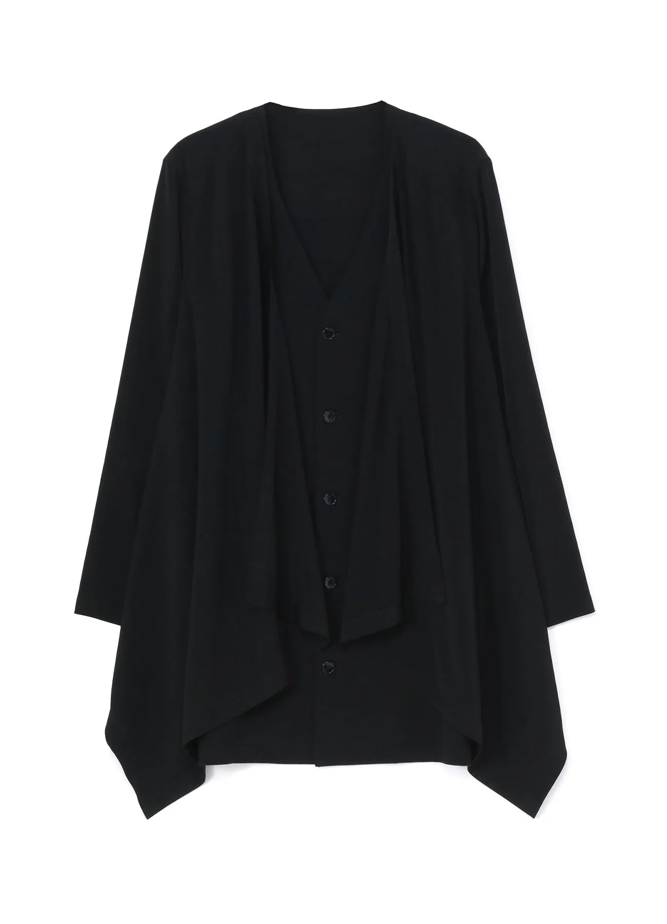 SILICON JERSEY+ CREPE DE CHINE FRONT DOUBLE FLOUNCE T-SHIRT sold by Yohji Yamamoto
