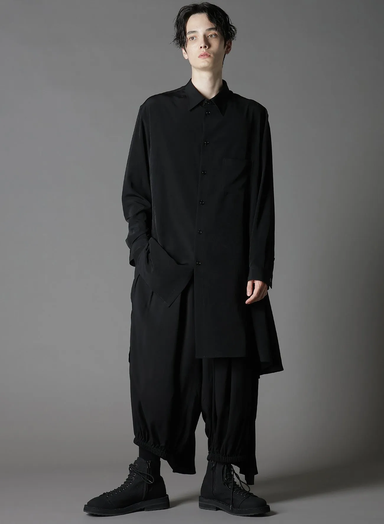 CREPE DE CHINE STANDARD ASYMMETRICAL FLARES SHIRT sold by Yohji Yamamoto product image thumbnail 2