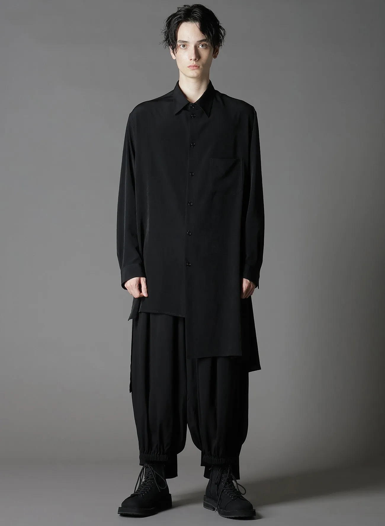 CREPE DE CHINE STANDARD ASYMMETRICAL FLARES SHIRT sold by Yohji Yamamoto product image thumbnail 3