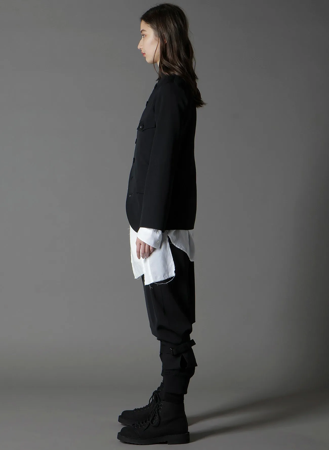 WOOL GABARDINE LADY STAND COLLAR JACKET sold by Yohji Yamamoto product image thumbnail 3