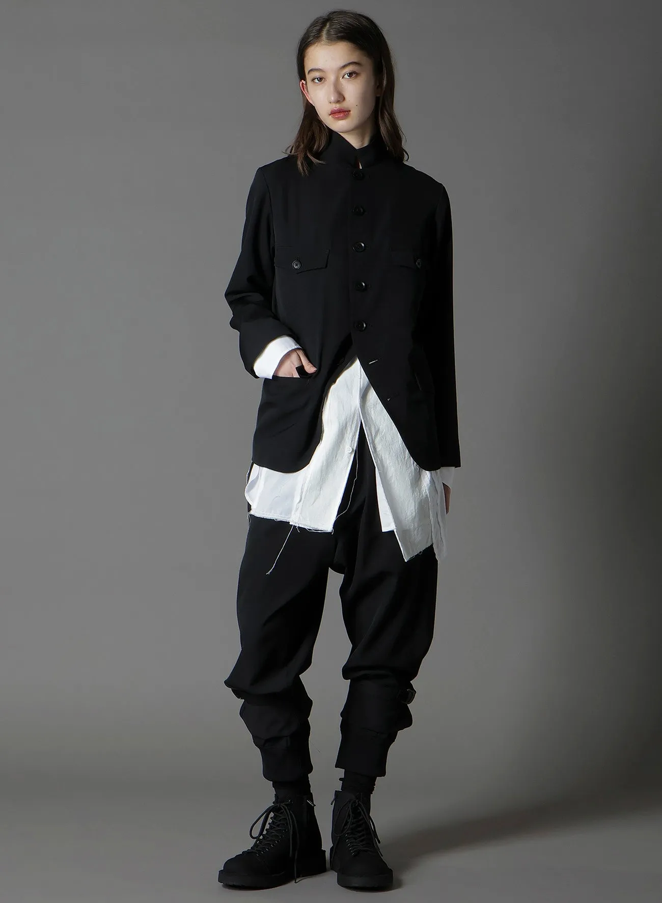 WOOL GABARDINE LADY STAND COLLAR JACKET sold by Yohji Yamamoto product image thumbnail 5