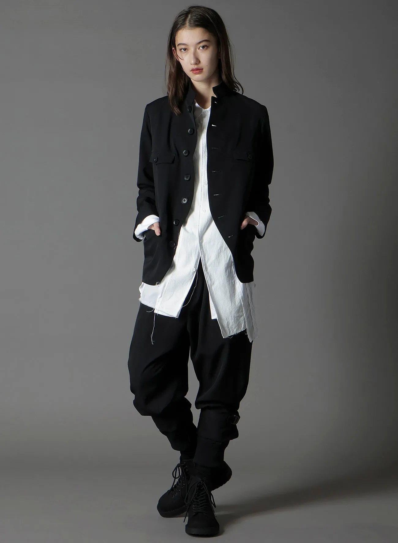 WOOL GABARDINE LADY STAND COLLAR JACKET sold by Yohji Yamamoto product image thumbnail 2