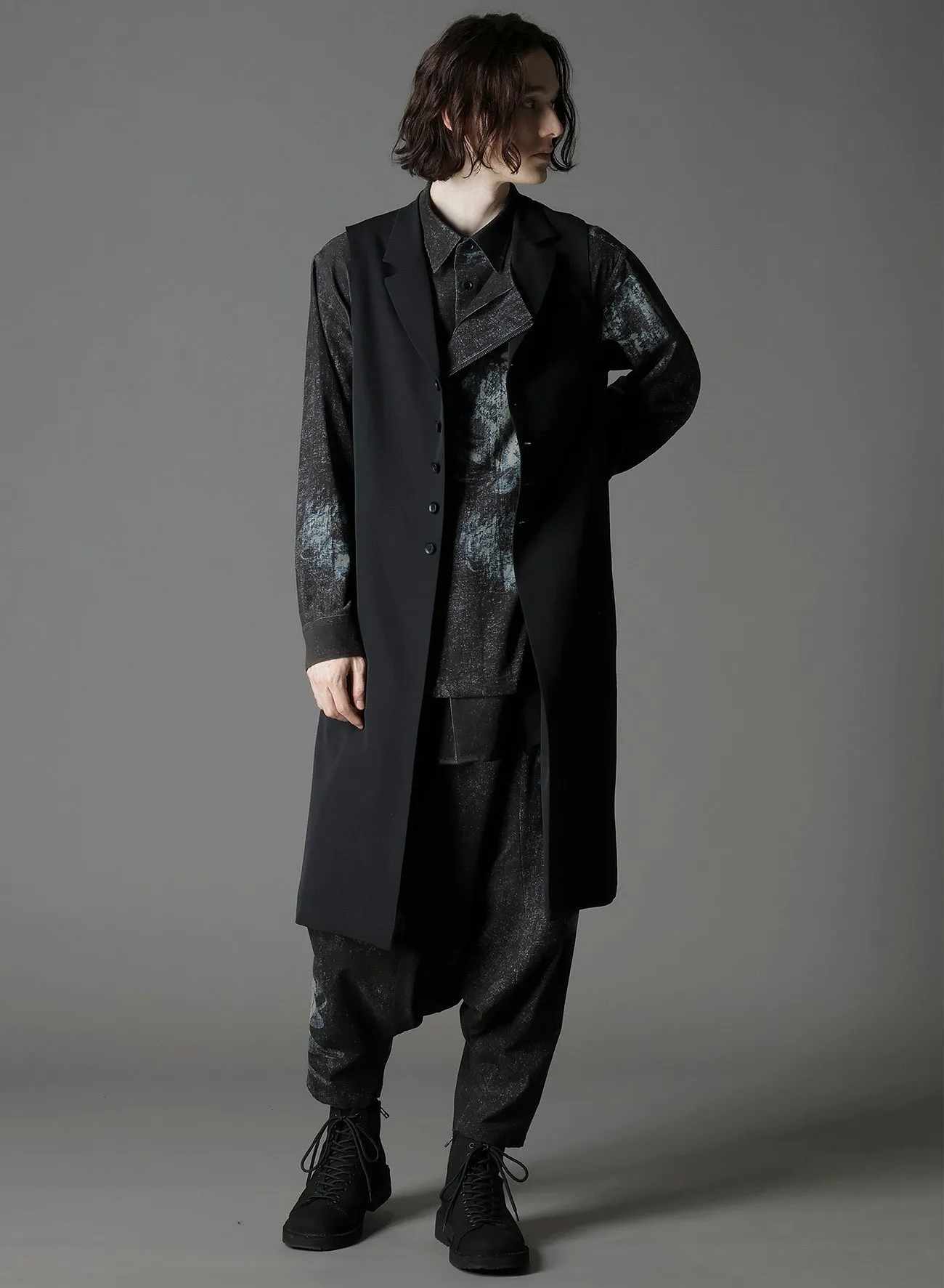 WOOL GABARDINE SINGLE LONG VEST sold by Yohji Yamamoto product image thumbnail 5