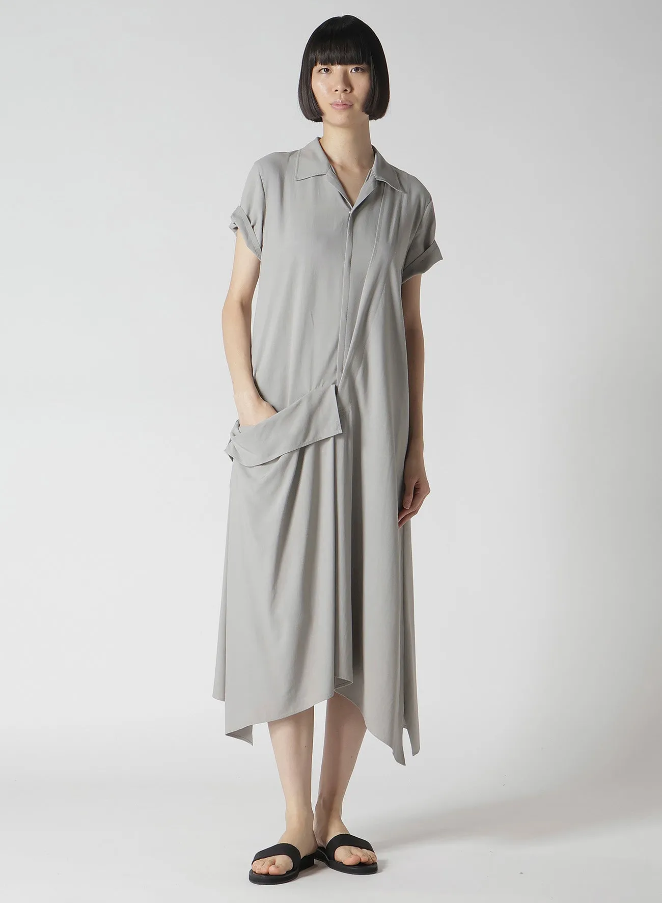 Ry SEETING CLOTH R DRAPED SHIRT DRESS sold by Yohji Yamamoto product image thumbnail 3