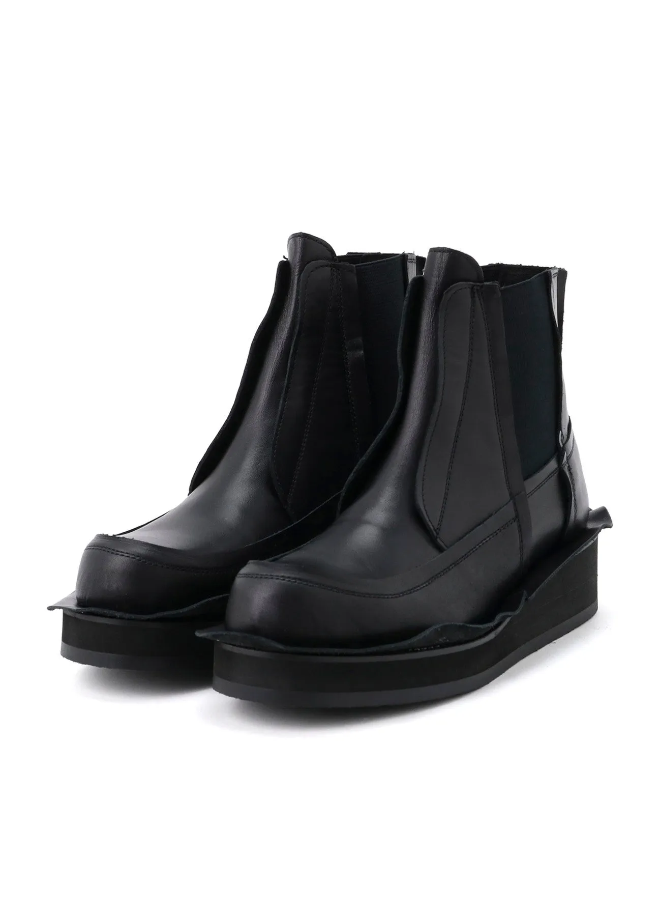RAW-EDGE SMOOTH LEATHER GORE BOOTS sold by Yohji Yamamoto