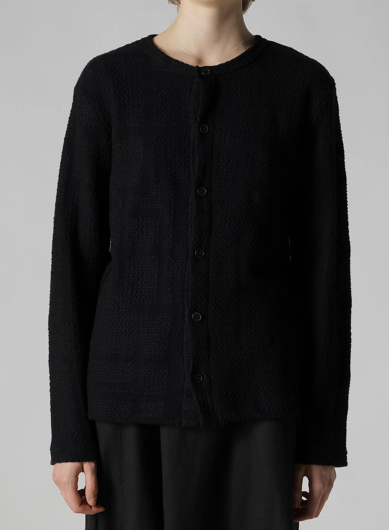 GEOMETRIC SHEER JQ ROUND NECK LONG CARDIGAN sold by Yohji Yamamoto product image thumbnail 4