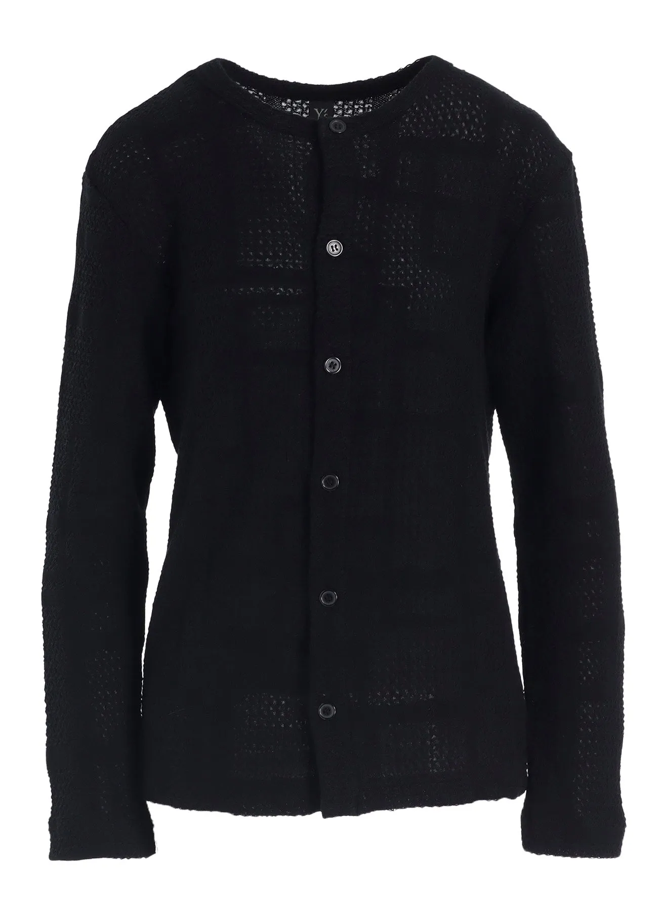 GEOMETRIC SHEER JQ ROUND NECK LONG CARDIGAN sold by Yohji Yamamoto product image thumbnail 2