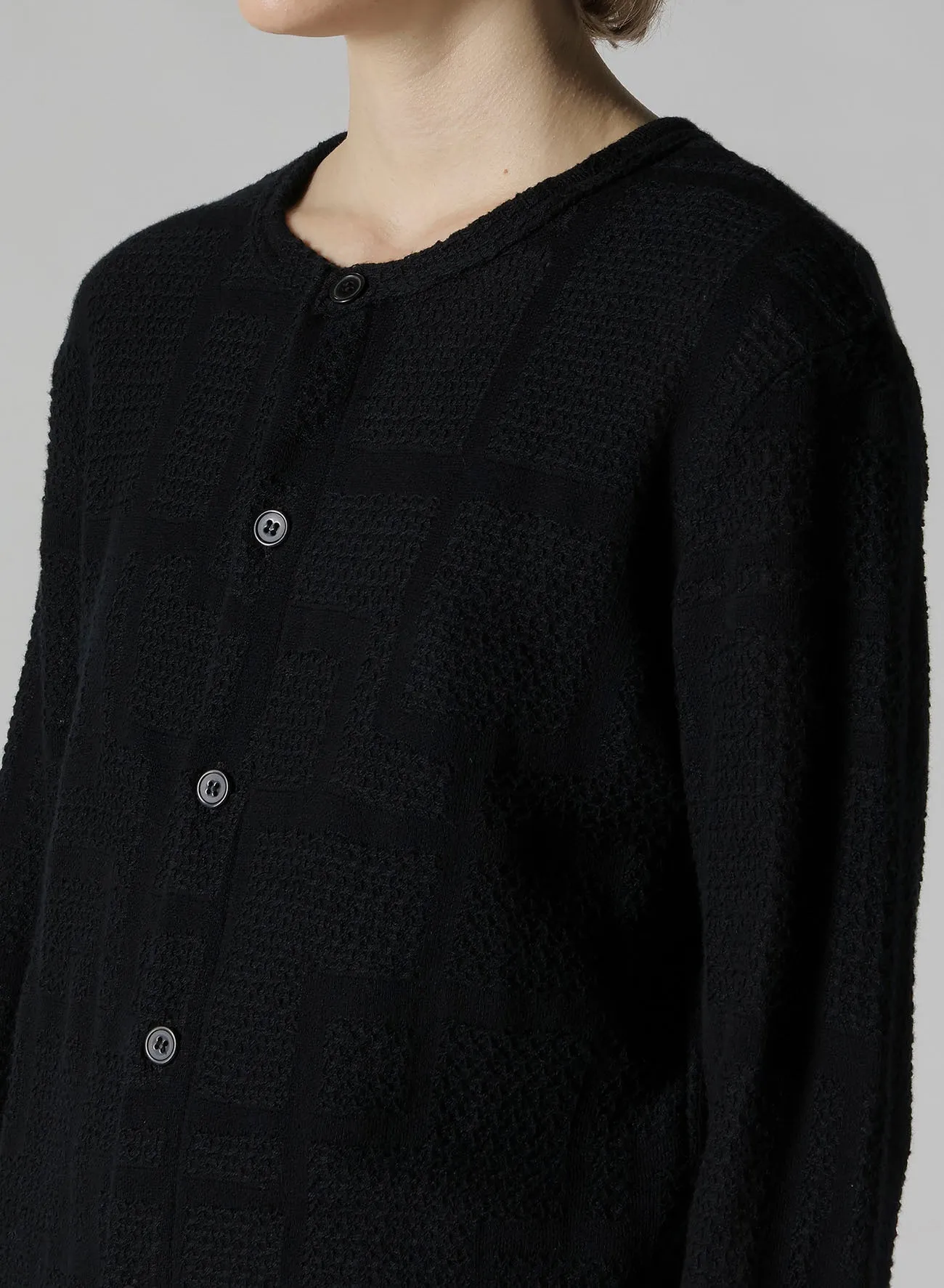 GEOMETRIC SHEER JQ ROUND NECK LONG CARDIGAN sold by Yohji Yamamoto product image thumbnail 5