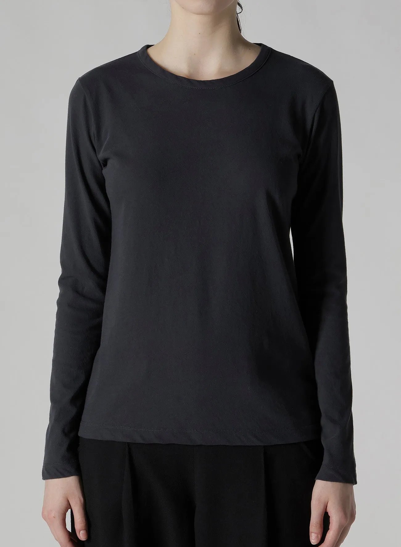 HARD-TWISTED JERSEY ROUND NECK LONG SLEEVE T sold by Yohji Yamamoto product image thumbnail 4