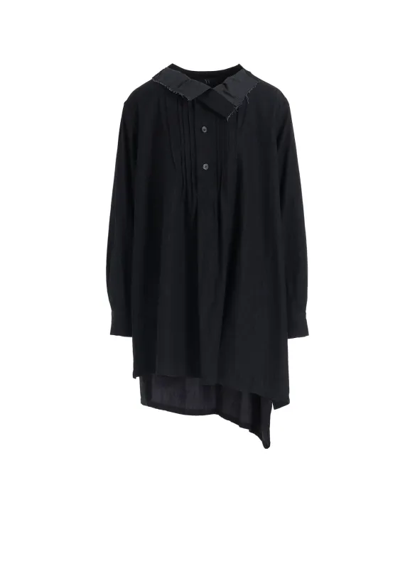 6OZ DENIM GARMENTFINISH PINTUCK ASYMMETERIC BROUSE made by Yohji Yamamoto