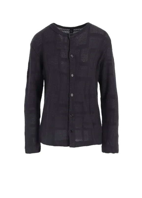 GEOMETRIC SHEER JQ ROUND NECK LONG CARDIGAN sold by Yohji Yamamoto