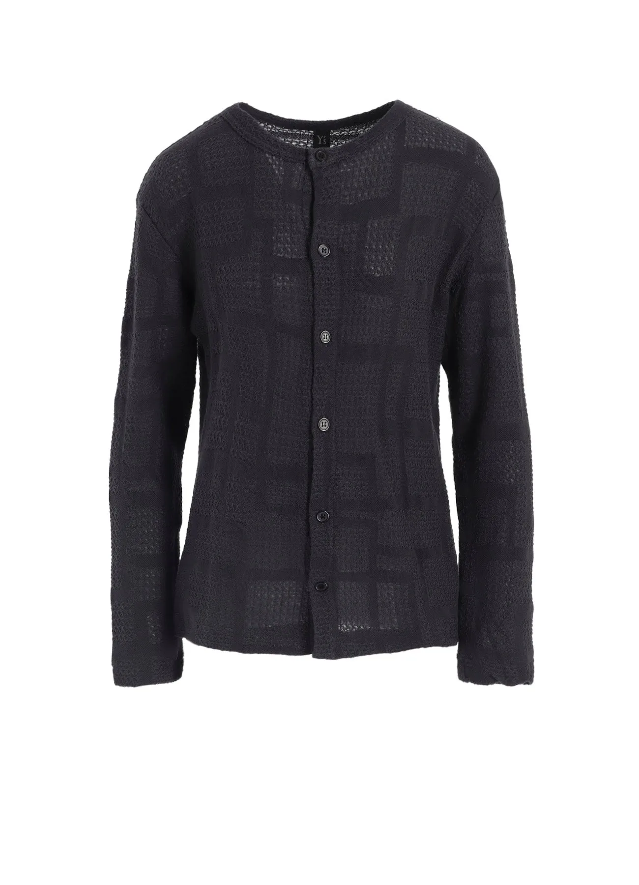 GEOMETRIC SHEER JQ ROUND NECK LONG CARDIGAN sold by Yohji Yamamoto