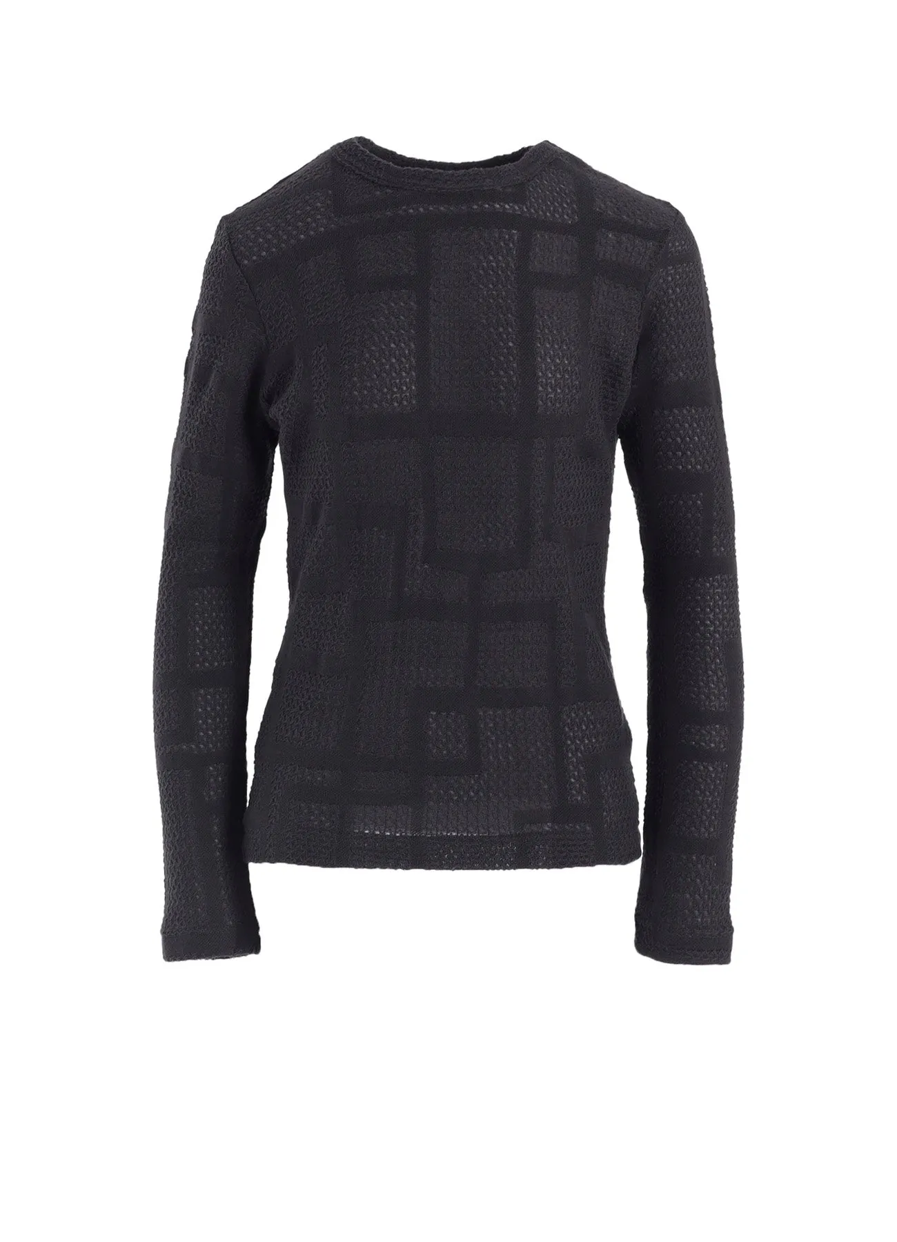 GEOMETRIC SHEER JQ ROUND NECK LONG SLEEVE T sold by Yohji Yamamoto