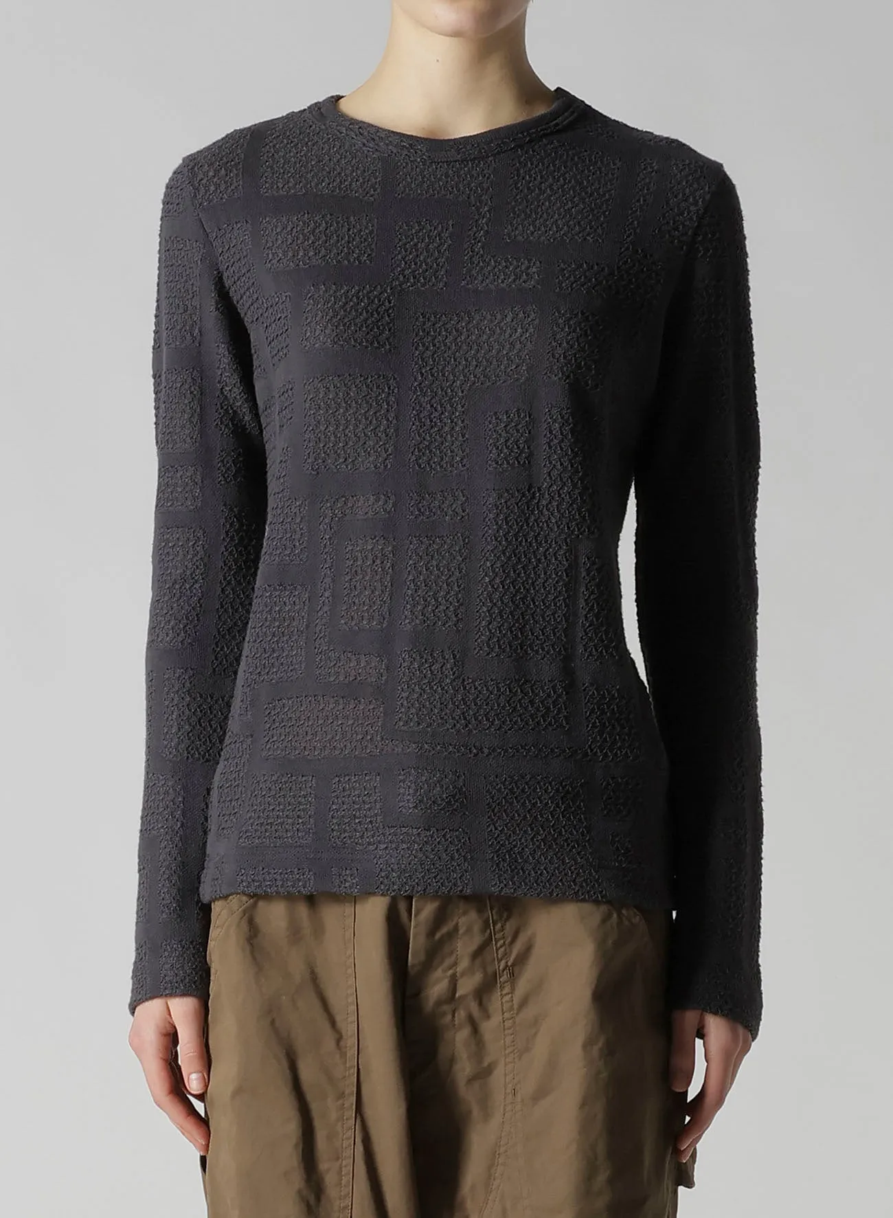 GEOMETRIC SHEER JQ ROUND NECK LONG SLEEVE T sold by Yohji Yamamoto product image thumbnail 4