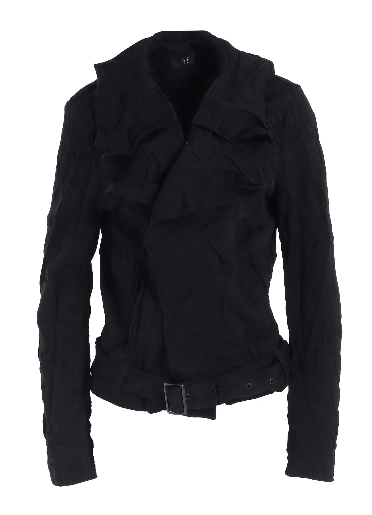 WRINKLE-EFFECT MOTO JACKET sold by Yohji Yamamoto product image thumbnail 2