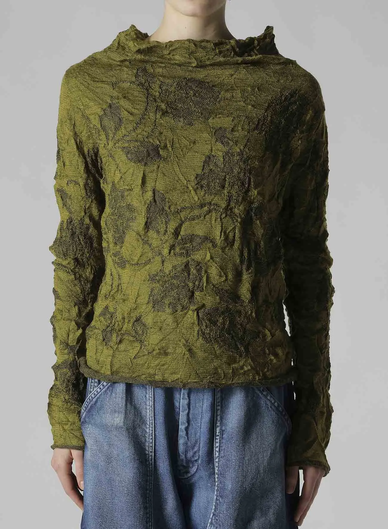 BIG FLOWER WRINKLED KNIT PULLOVER sold by Yohji Yamamoto product image thumbnail 4