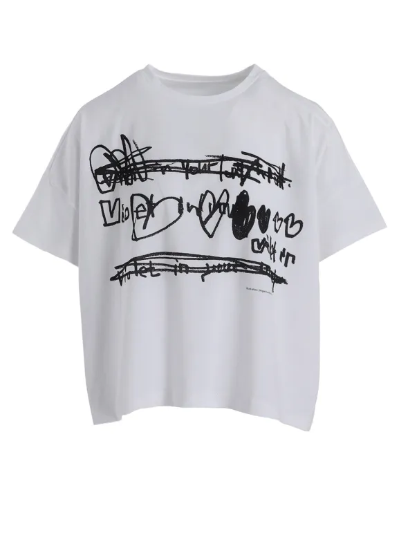 COTTON JERSEY HEART PRINT WIDE SHORT SHIRT sold by Yohji Yamamoto