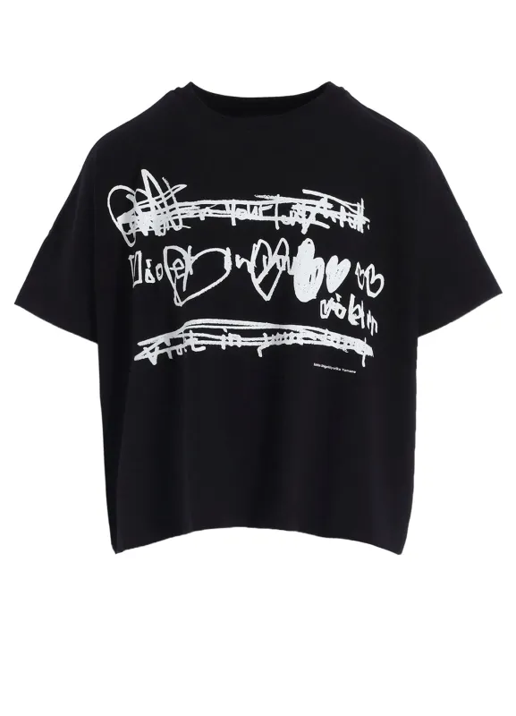 COTTON JERSEY HEART PRINT WIDE SHORT SHIRT sold by Yohji Yamamoto