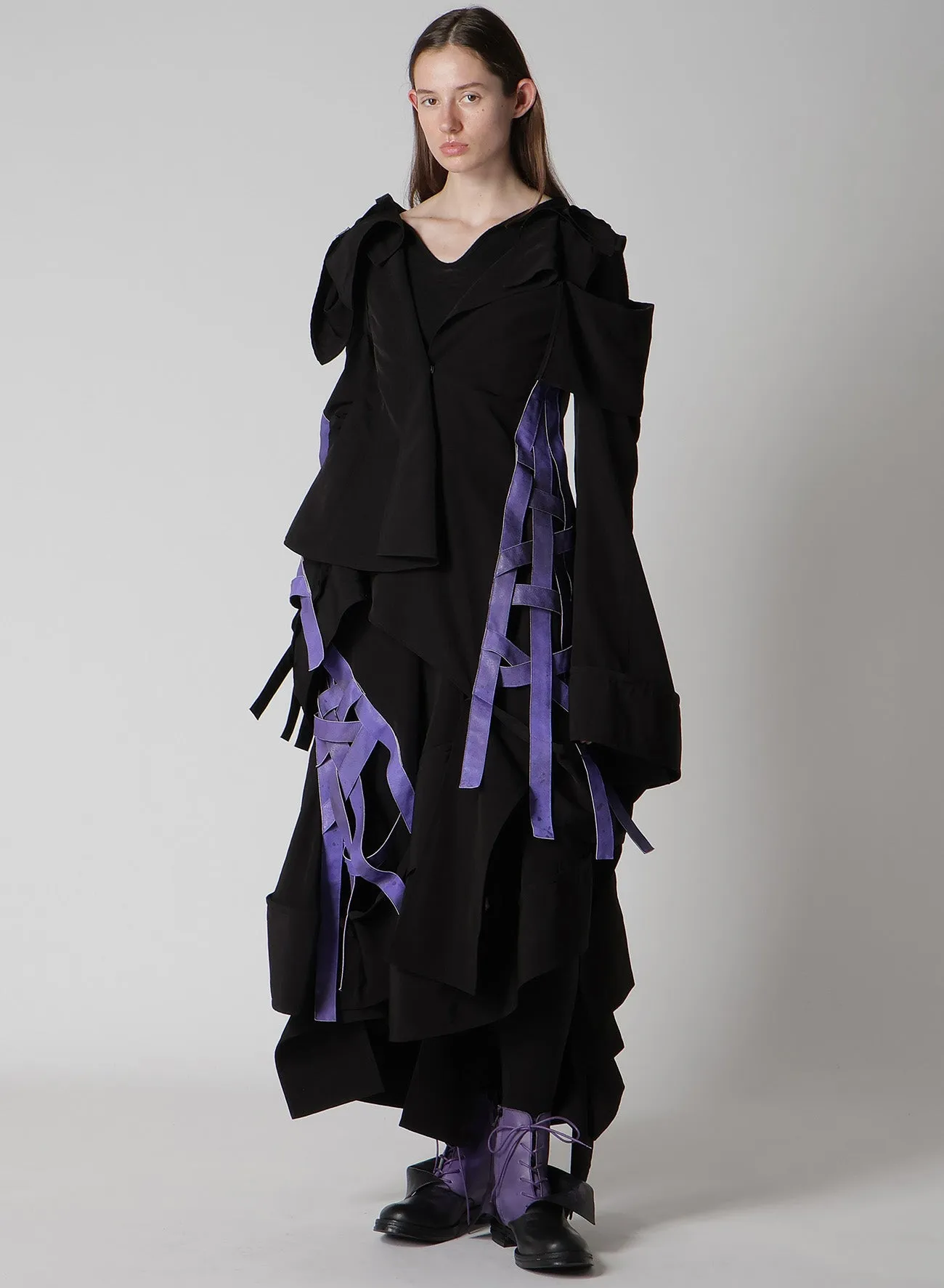 AIRY SPUN LIGHT MILLED BACKSIDE LACE UP T-SHIRT sold by Yohji Yamamoto product image thumbnail 3