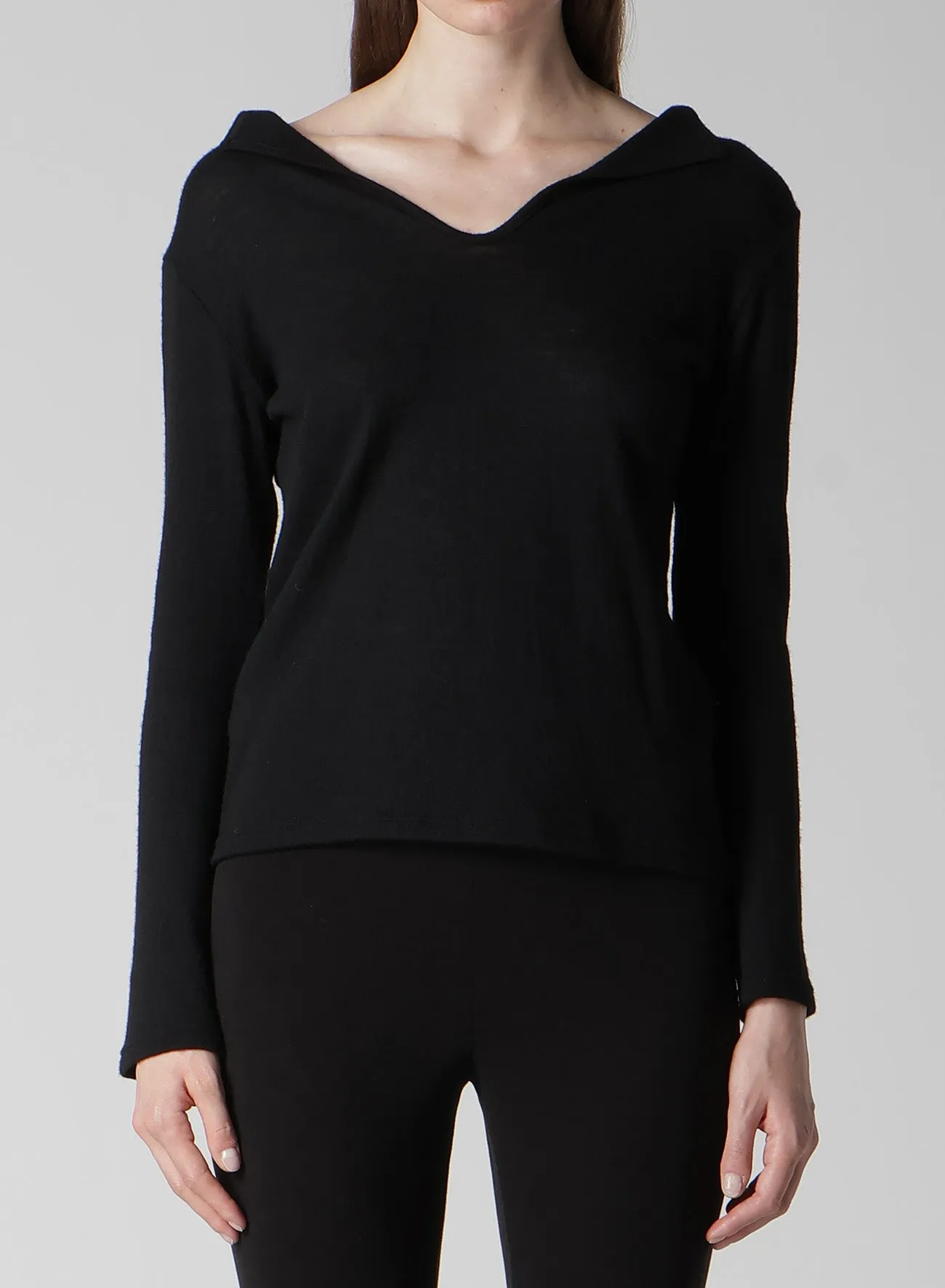 AIRY SPUN LIGHT MILLED BACKSIDE LACE UP T-SHIRT sold by Yohji Yamamoto product image thumbnail 2