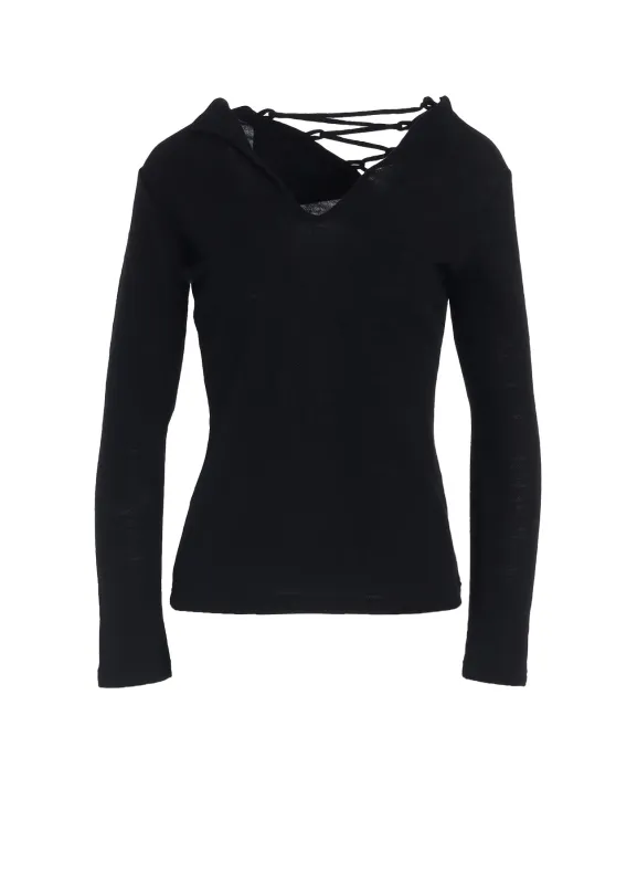 AIRY SPUN LIGHT MILLED BACKSIDE LACE UP T-SHIRT sold by Yohji Yamamoto